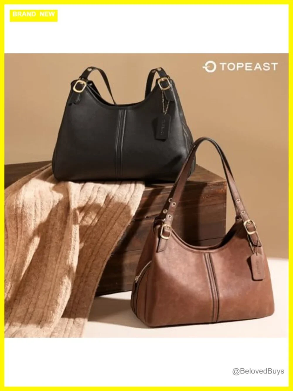 Vintage Hobo Handbag Soft Faux Leather Slouchy Shoulder Bag Large Capacity Tote